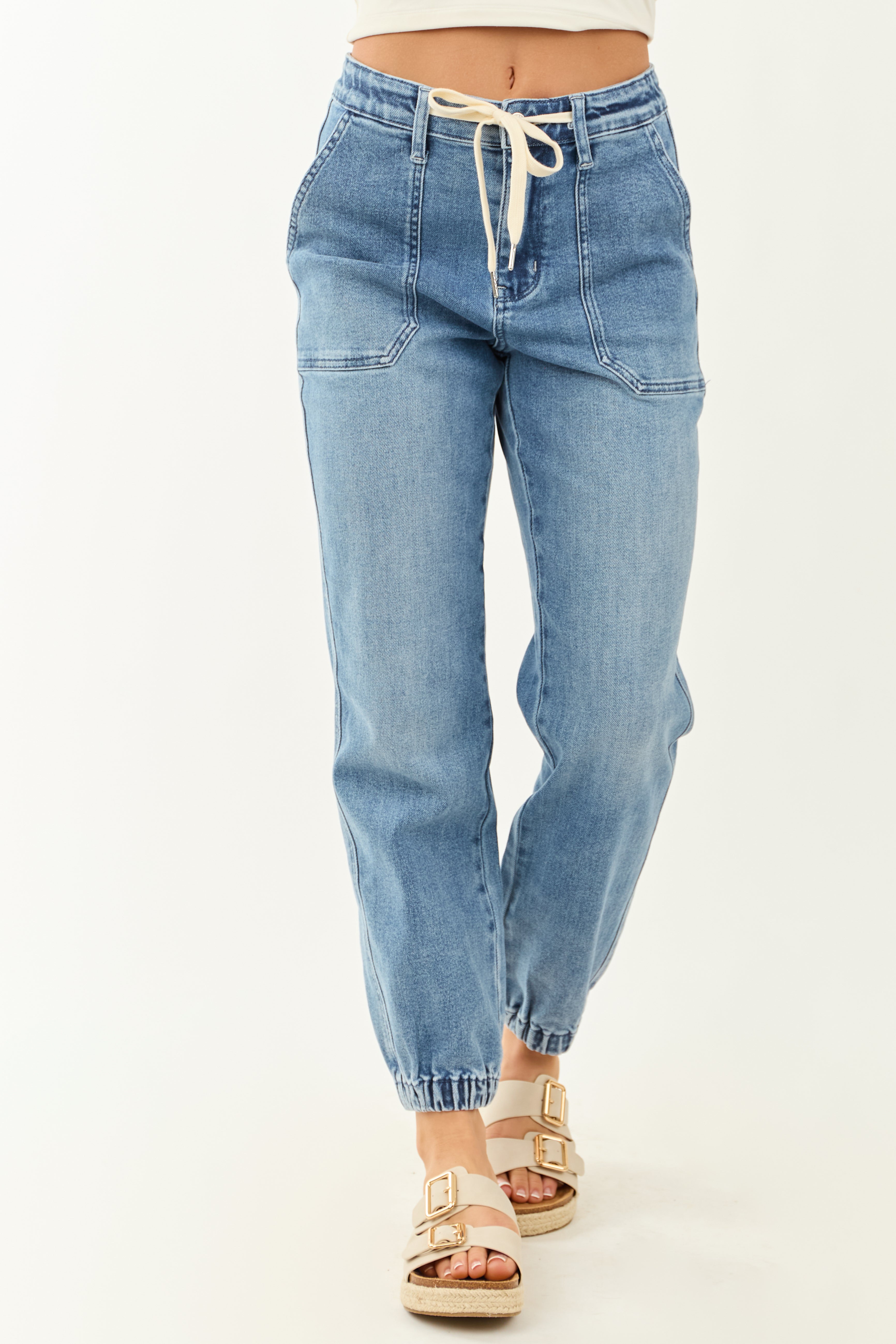 Judy Blue Stretchy Drawstring Tie Jogger Jeans