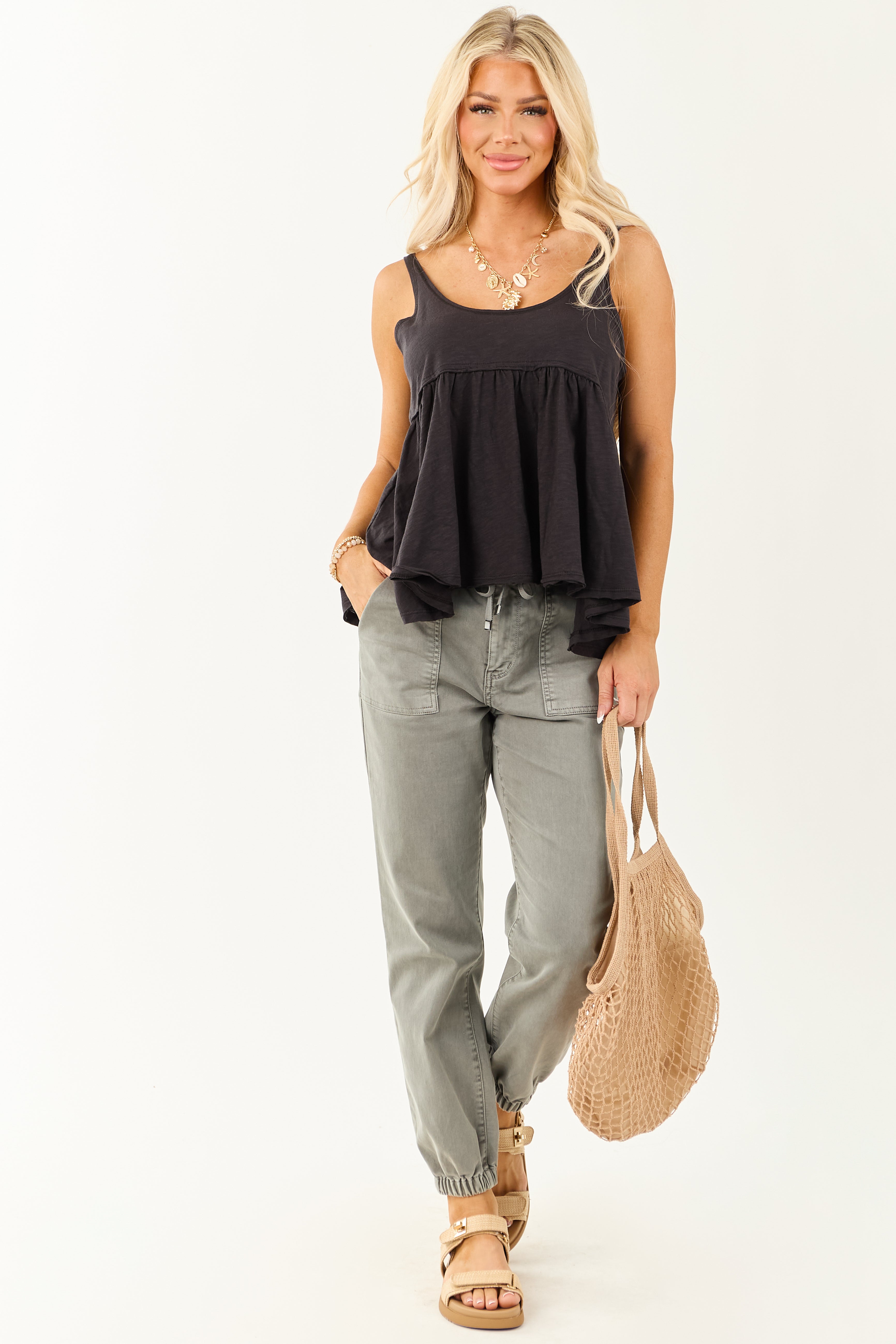 Mica Denim Faded Juniper Cropped Jogger Jeans