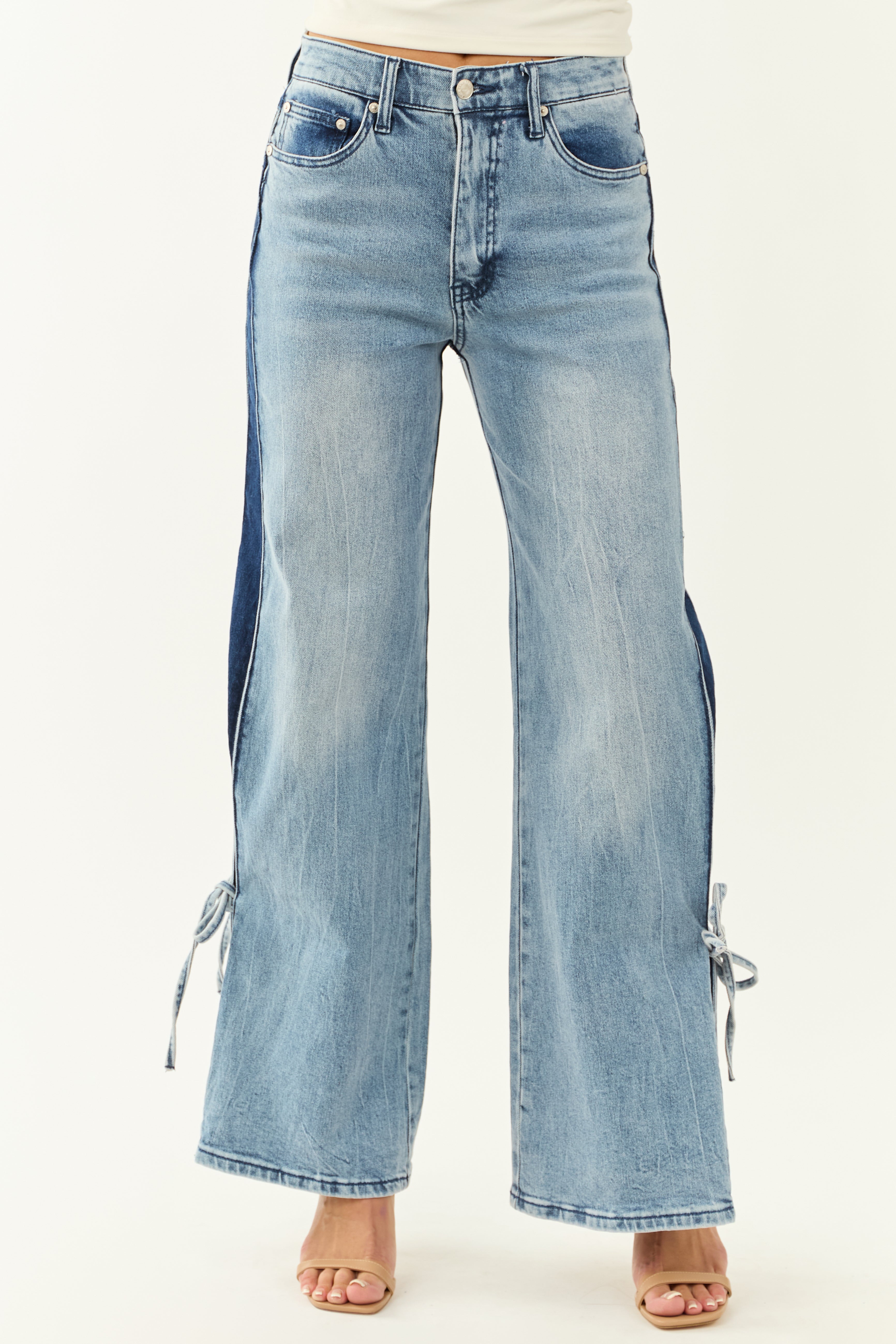 Saige Side Panel Tummy Control Wide Leg Jeans