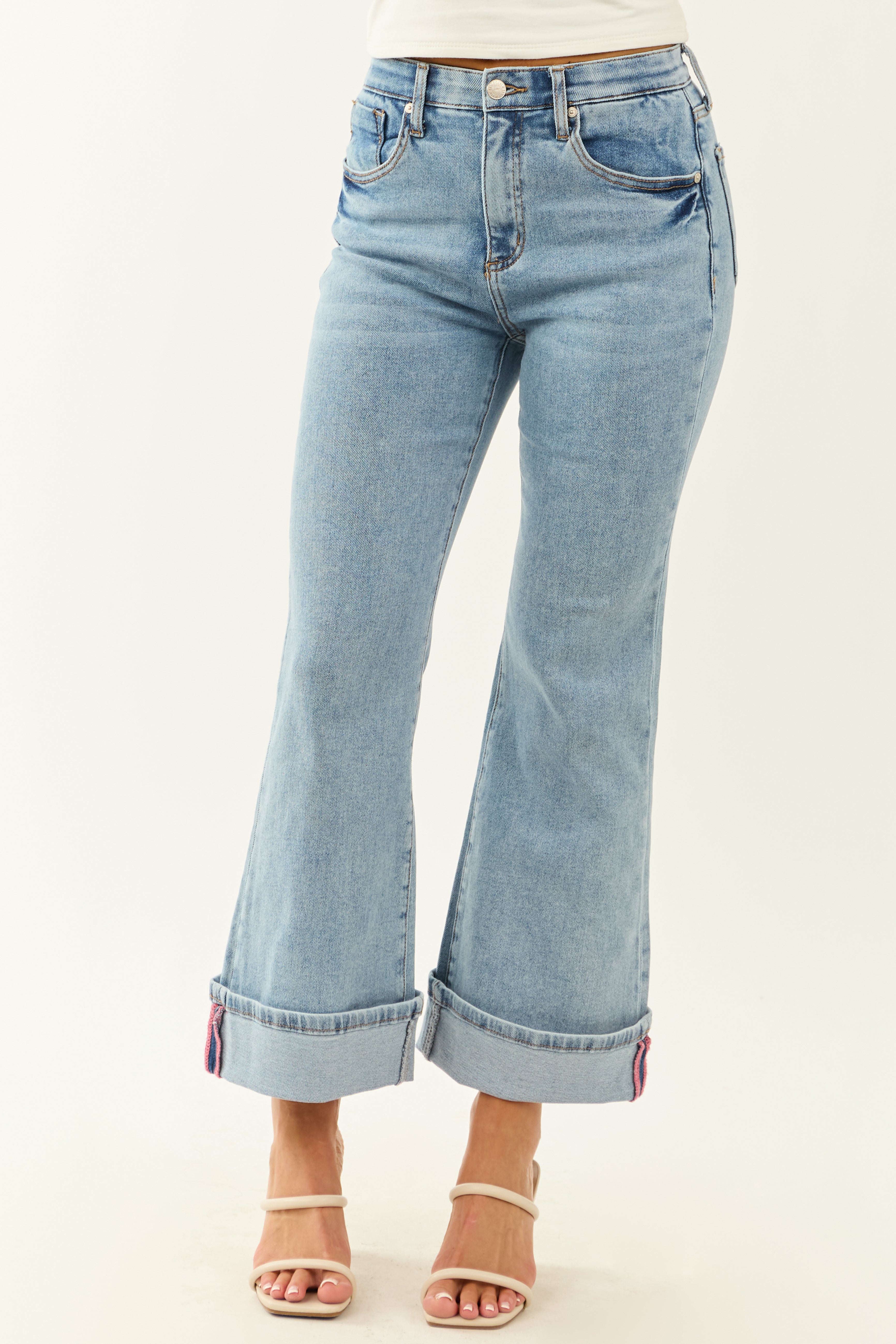 Saige Light Tummy Control Stretchy Flare Cuffed Jeans