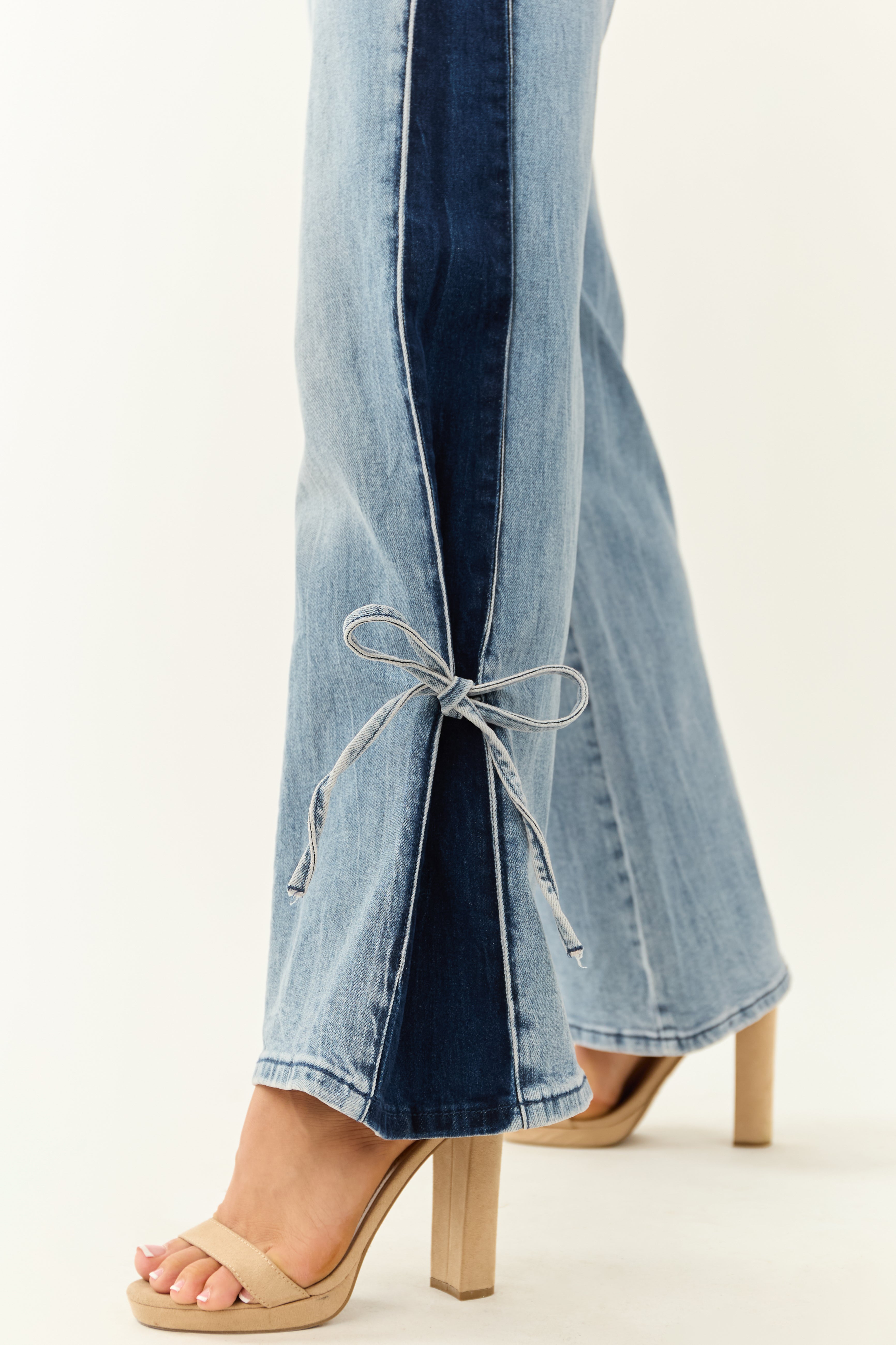 Saige Side Panel Tummy Control Wide Leg Jeans