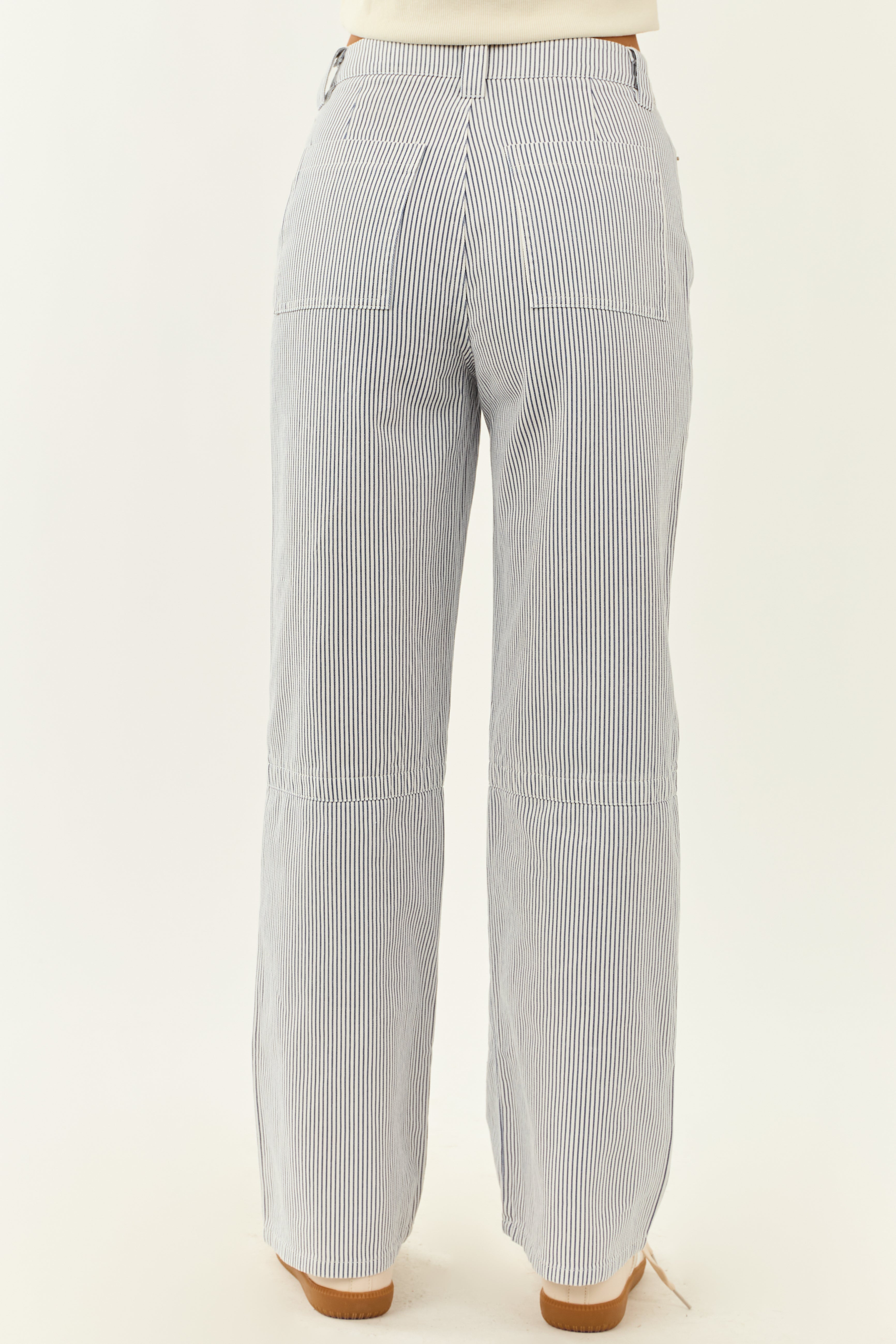 Ocean and Ivory Railroad Stripe Wide Leg Pants