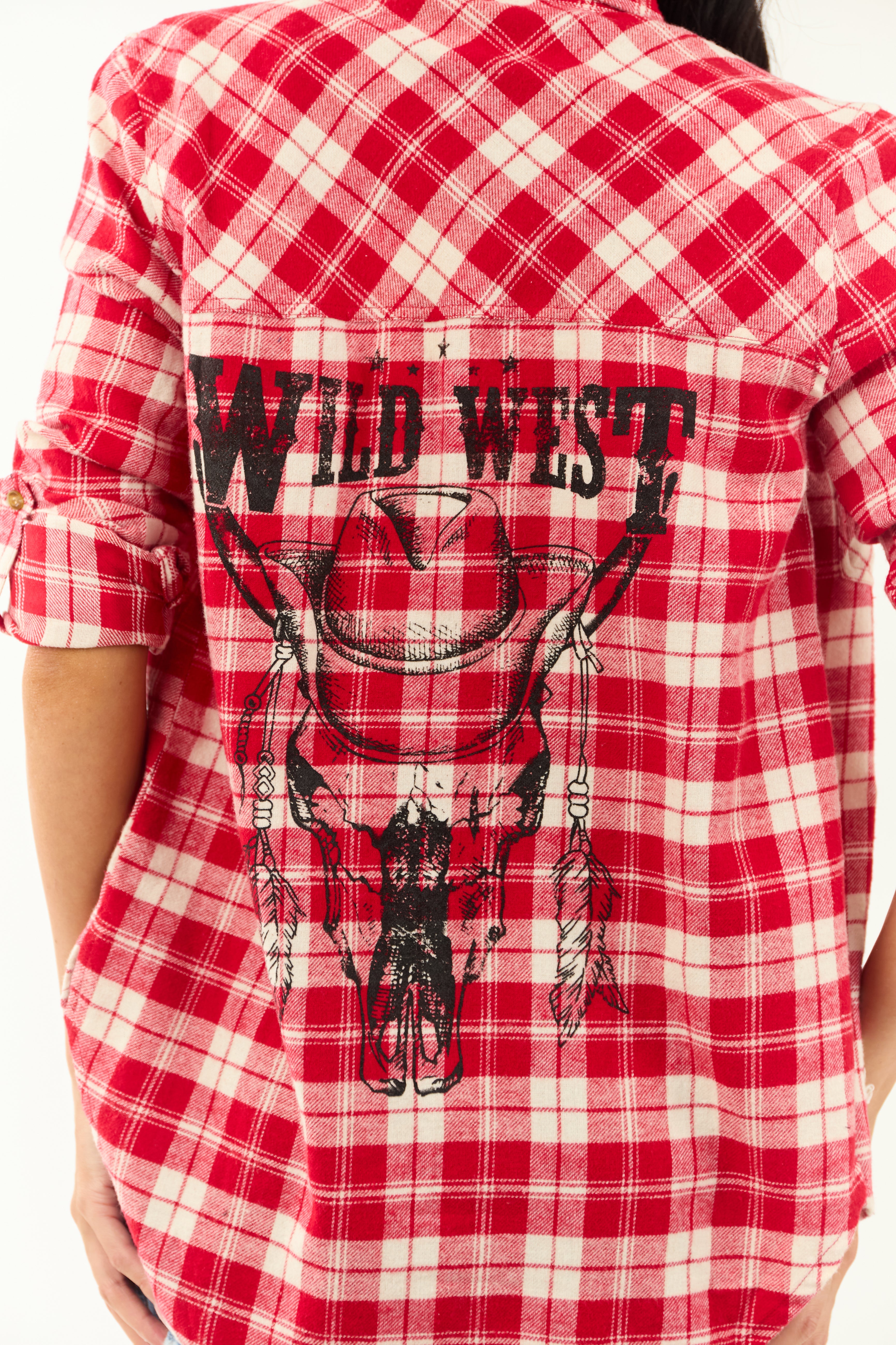 Cherry Plaid 'Wild West' Graphic Cotton Top