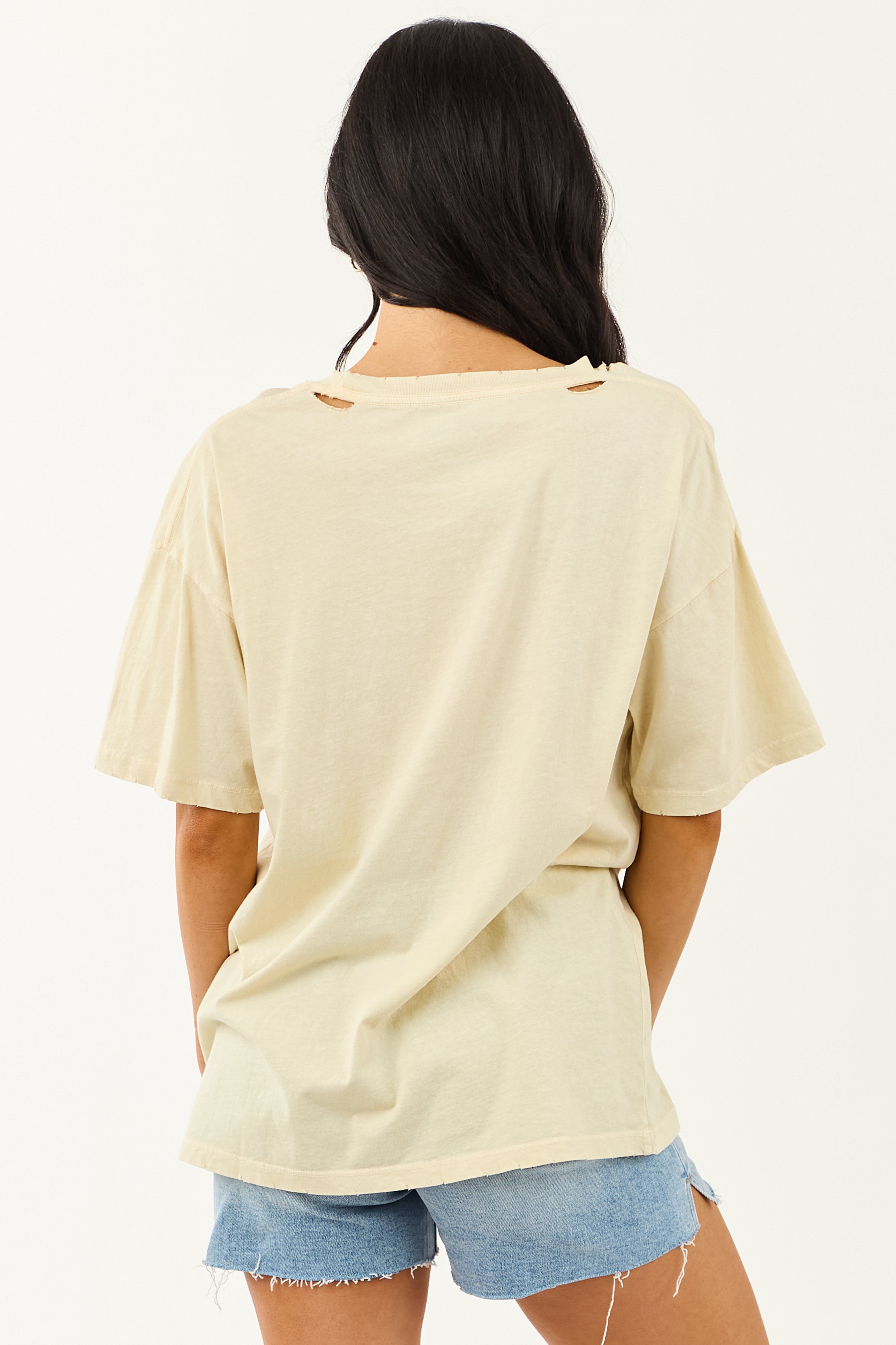 Almond Fruit Sticker Graphic Distressed Cotton Tee